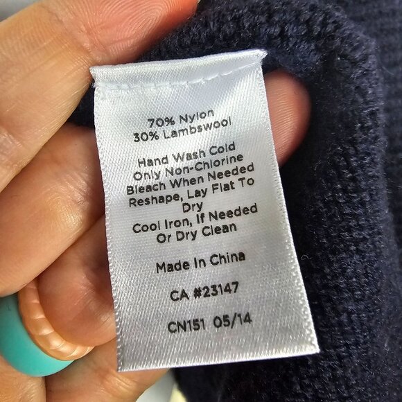 Talbots Women Lambswool Blend Navy Cardigan Sz XLP Open Front Drape Quiet Luxury - Picture 7 of 9